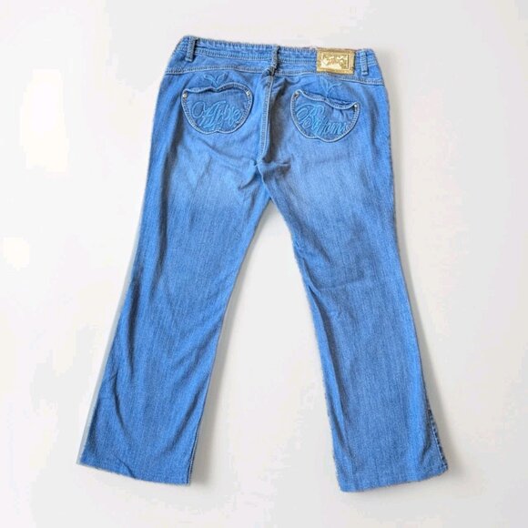 Apple Bottoms Low Rise Bootcut Jeans Size 13/14 Y2K Embroidered Apple 28” Inseam - Picture 4 of 16